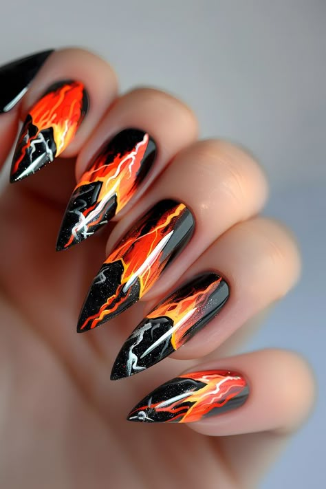 volcano eruption nails, fiery nail art, bold nail designs, dramatic nail ideas, volcano nail art, nail art inspo, dramatic manicure, intense nail designs, volcano-inspired nails, bold nail colors, fiery nail designs, nail designs bold, volcanic nail art, bold nail inspiration, dramatic nail art designs, volcano eruption nail designs, fiery manicure, bold nail trends, volcano nail inspo, dramatic nail colors, intense nail art, fiery nail inspiration, bold nail art ideas Tornado Nails Design, Volcano Nail Art, Nail Designs Dramatic, Volcano Nails, Bold Nail Colors, Pandora Nails, Bold Nail Designs, Trippy Nails, Bold Nail Art