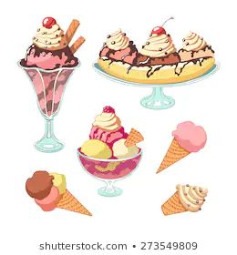 Banana Split Illustrated Images, Stock ... Banana Split Illustration, Ice Cream Vintage, Ice Cream Tattoo, Banana Split Ice Cream, Banana Split Dessert, Food Tattoos, Food Painting, Banana Split, Pencil Art Drawings