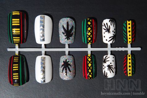 . Rasta Nail Designs Reggae, Rastafarian Nail Art, Reggae Nails, Rasta Jewelry, Jamaica Nails, Rasta Nails, Rasta Style, Rasta Earrings, Shellac Manicure