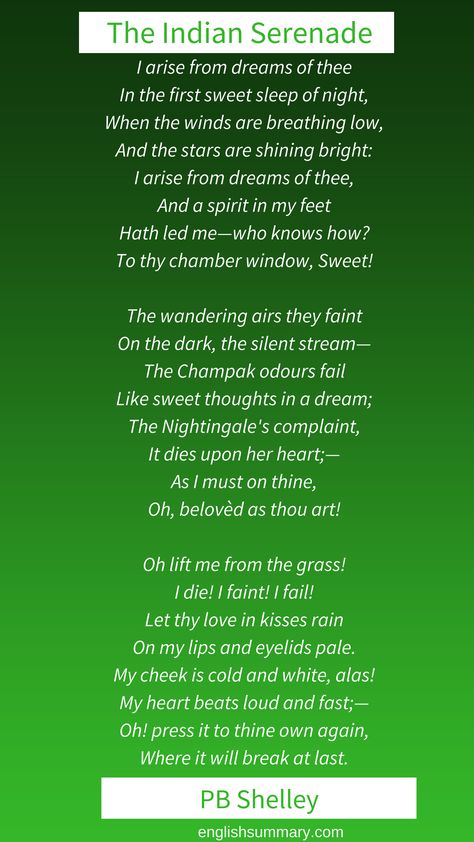 The Indian Serenade by PB Shelley Percy Shelley, Sarojini Naidu, Verses About Love, Romantic Poems, The Poem, Literature Art, Romantic Love, A Romantic, Theater