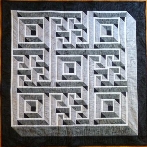 Awesome maze quilt! Wayne's Quilts  Pattern:  https://shop.americanquilter.com/kits-patterns/4712-labyrinth-walk-pattern.html Labyrinth Quilts, Maze Quilt Pattern, Labrynth Quilt Pattern, Labyrinth Walk Quilt, Labyrinth Quilt, Maze Quilt, Labyrinth Walk, Black And White Quilt, Cat Quilt Block