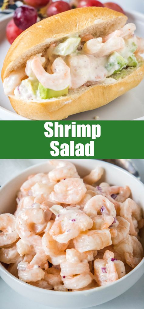 This creamy shrimp salad is about to become your favorite summer recipe! Made with chilled shrimp, crisp red onion, and Old Bay seasoning. Creamy Shrimp Salad, Easy Shrimp Salad, Shrimp Salad Sandwich, Easy Shrimp Pasta, Shrimp Salad Recipe, Shrimp Salad Recipes, Creamy Shrimp, Recipes Seafood, Delicious Seafood Recipes