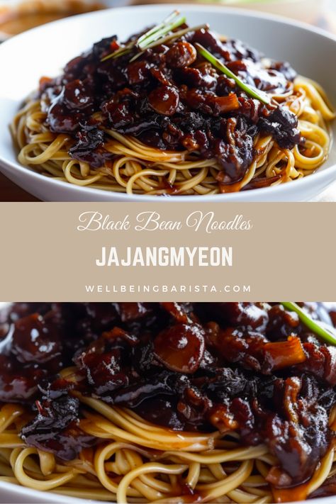 Cooking this beloved Korean noodle delicacy at home is a breeze, thanks to the black bean paste known as chujang. The result? A mouthwatering delight! Korean Black Bean Noodles Recipes, Black Bean Noodle Recipe, Black Bean Noodles Korean, Jajangmyeon Recipe, Korean Date, Black Bean Paste, Spicy Peanut Noodles, Black Bean Noodles, Bean Noodles