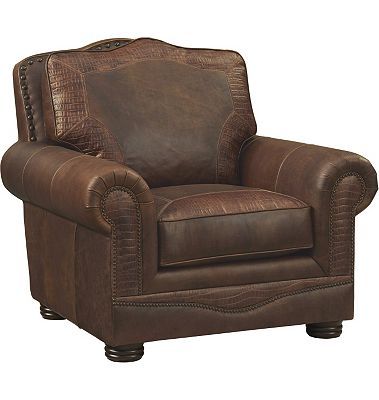 Havertys - Dakota Chair Bison Leather, American Bison, Bed Springs, King Mattress, Furniture Care, Nailhead Trim, Furniture Companies, Coils, Leather Fabric