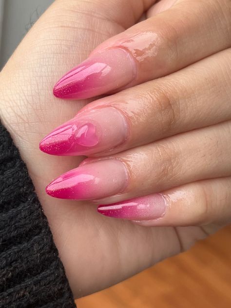 Ombre Hot Pink Nails, Hot Pink Jelly Nails, Jelly Heart Nails, Jelly Ombre Nails, Jelly Pink Nails, Pink Jelly Nails, Nailart Pink, Minimal Nail, Jelly Hearts