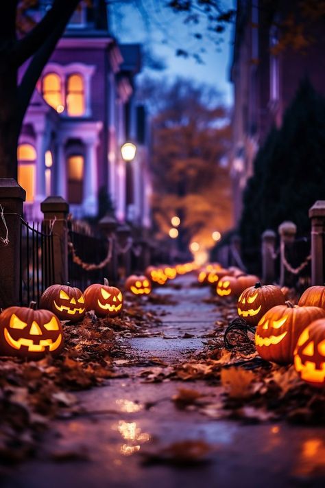 "Spooky Halloween Street" image by Petr Kratochvil https://www.publicdomainpictures.net/en/view-image.php?image=536648&picture=spooky-halloween-street #freeimage #spooky #halloween #street #publicdomain #CC0 Halloween Street, Creative Halloween Decorations, Unique Halloween Decorations, Halloween Bedroom, Street Image, Autumn Wallpaper, Halloween Coloring Book, Fright Night, Halloween Home Decor