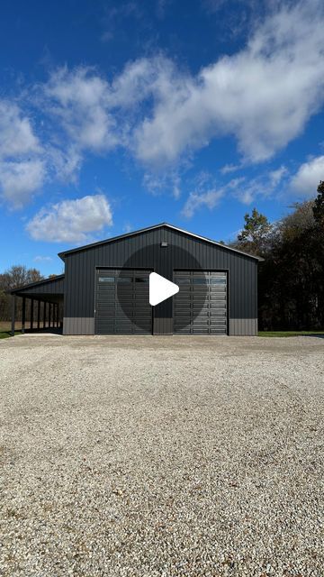 Pole Barn Shops on Instagram: "40x64 16’ post frame shop.  . . . #postframe #polebarn #polebarnshop #postframeshop #blackbarn" Pole Barn Lights, Black Commercial Building Exterior, Metal Shop Ideas, 60x40 Shop, 40x50 Shop, Modern Shop Design, Pole Barn Colors, Pole Barn Lighting, Barn Designs Ideas