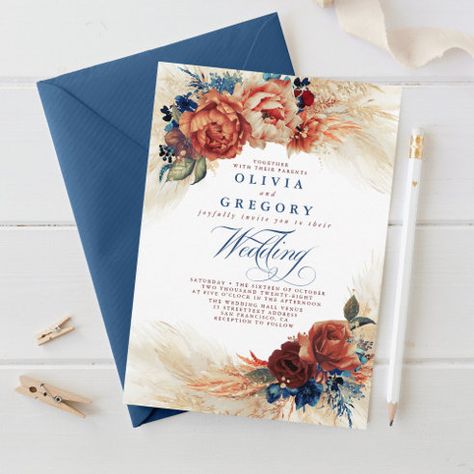 Blue Terracotta Boho Wedding Invitations & Templates | Zazzle Elegant Boho Wedding, Teal Wedding Colors, Boho Wedding Invitation Template, Popular Wedding Invitations, Teal Wedding Invitations, Rustic Boho Wedding, Daisy Wedding, Copper Wedding, Teal Wedding