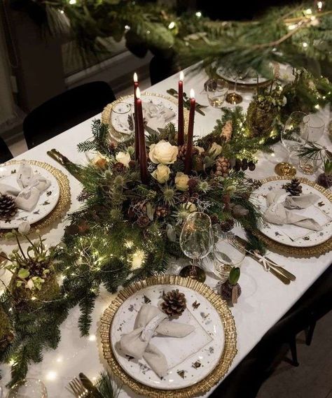 50+ Elegant Christmas Table Decor Ideas 156 50+ Elegant Christmas Table Decor Ideas Christmas House Decorations Indoor, Elegant Christmas Table Decor, Christmas Centrepiece Ideas, Elegant Christmas Table, Christmas Table Decor Ideas, Christmas Dinner Table Settings, Xmas Centerpieces, Christmas Party Table, Christmas Table Setting