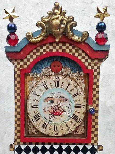 Artfully Musing: MOONLIGHT SERENADE 3D GRANDFATHER CLOCK – NEW COLLAGE SHEETS Paint Grandfather Clock Ideas, Painted Clock Ideas, Painted Clocks, Mackenzie Childs Diy, Moonlight Serenade, Unusual Clocks, Mackenzie Childs Inspired, Ideas For Classroom, Clock Ideas