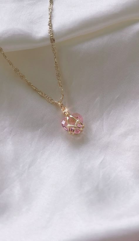 Aesthetic Pink Jewelry, Gold Pink Jewellery, Gold And Pink Necklace, Pink Necklace Aesthetic, Pink Earrings Aesthetic, Jewelry To Buy, Pink Gold Jewelry, Soft Jewelry, Fancy Jewelry Necklace