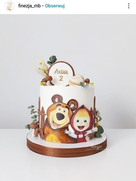 Cakes Masha And Bear, Birthday Cake Masha And The Bear, Birthday Cakes For 2 Year Girl, Masha Cake Birthday, Masha And The Bear Cake Birthday, Masha And The Bear Decoration, Masha And The Bear Birthday Decoration, Masha Birthday Cake, Masha And The Bear Party Ideas