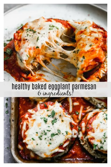 6-Ingredient Healthy Baked Eggplant Parmesan - Cooking for Keeps Eggplant Parmesan Recipes Healthy, Vegetarian Eggplant Parmesan, Light Eggplant Parmesan, Healthy Egg Plant Parmesan, Egg Plant Parmesan Easy, Easy Eggplant Parmesan Baked Healthy, Eggplant Parm Recipes Easy, Healthy Eggplant Parm, Low Calorie Eggplant Parmesan