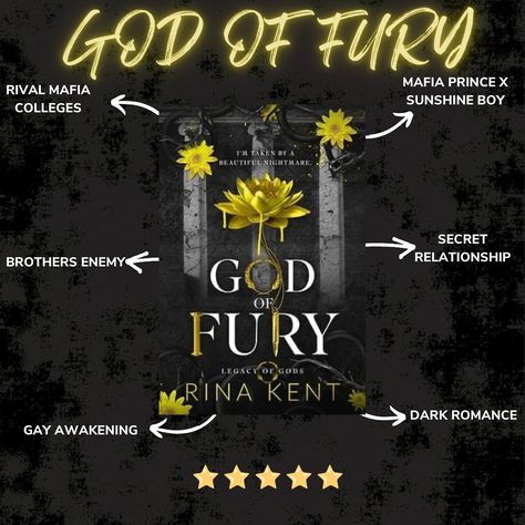 God of Fury by @author_rina ⭐️⭐️⭐️⭐️⭐️ 🌶️🌶️🌶️ KU✅ Duel 1st person pov Synopsis: I’m not attracted to men. Or so I thought before I slammed into Nikolai Sokolov. A mafia heir, a notorious bastard, and a violent monster. An ill-fated meeting puts me in his path. And just like that, he has his sights set on me. A quiet artist, a golden boy, and his enemy’s twin brother. He doesn’t seem to care that the odds are stacked against us. In fact, he sets out to break my steel-like control and blur... God Of Fury, Rina Kent, Secret Relationship, Golden Boy, And Just Like That, Twin Brothers, The Heirs, Journal Ideas, Book Covers