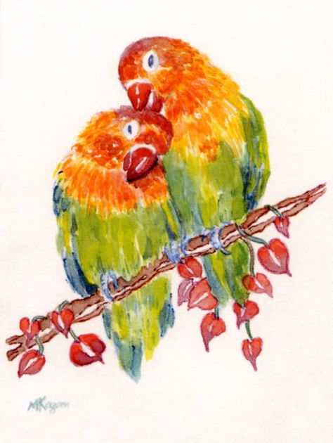 Lovebirds Drawing, Lovebird Drawing, Lovebirds Art, Pencil Drawing Pictures, Bird Pencil Drawing, Love Birds Painting, Children's Art, Art Bag, Watercolor Pencils