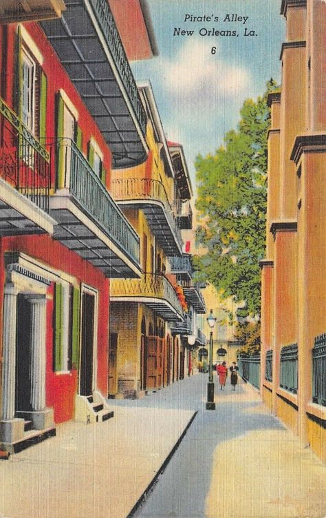 New Orleans 1940s, French Quarter Art, New Orleans Street, Pirate History, Famous Pirates, Louisiana History, Louisiana Homes, New Orleans French Quarter, The French Quarter