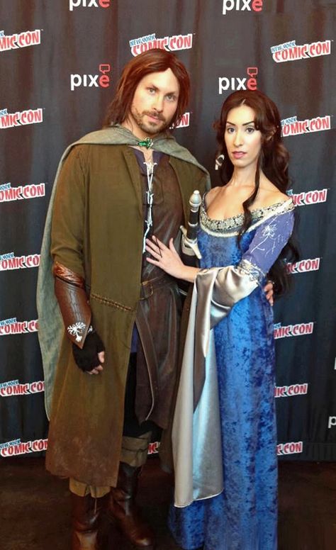 Aragon And Arwen Costume, Aragorn Halloween Costume, Aragorn And Arwen Costume, Arwen Halloween Costume, Couples Comic Con Costumes, Aragorn Cosplay, Aragorn Costume, Arwen Costume, 2013 Makeup