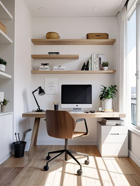 Simple Modern Home Office, Desk Setup Clean, Home Office Minimalist Modern, Minimal Office Interior, Modern Desk Ideas, Minimal Office Desk, Scandi Desk, Clean Home Office, Gray Room Ideas