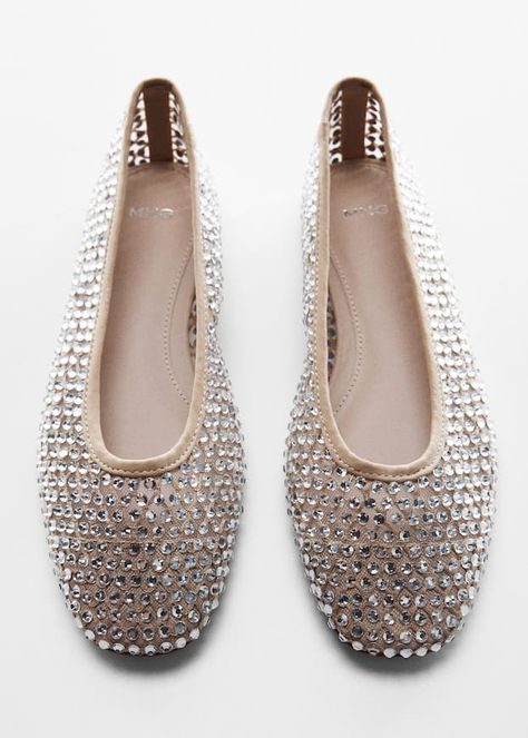 Rhinestone Ballet Flats, Ballet Flats Outfit, Flats Outfit, Wool Coat Women, Womens Ballet Flats, Ballerina Shoes, Winter Shoes, Party Shoes, Ballerinas