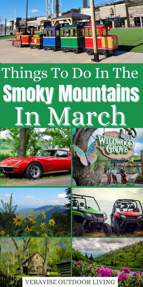 rch is a great time to explore the beautiful Smoky Mountains! The temperature begins to warm up from the cool winter season, deciduous trees grow back their leaves, and the wildflowers start to bloom. Also, March brings forth a lot of opportunities for outdoor adventures and exciting events. In this Smoky Mountains Vacation Guide, we give you all the best Things To Do In the Smoky Mountains in March just in time for the Spring Break travel season! Smoky Mountain Waterfalls, Gatlinburg Tennessee Vacation, Mountains Vacation, Smoky Mountains Vacation, Night Hiking, Cool Winter, Gatlinburg Cabins, Tennessee Vacation, Mountain Vacations