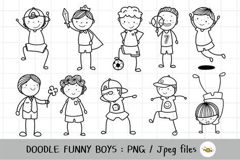 Boy Doodle Art, Boy Doodle, Cute Human Doodles, Boy Clipart, Friends Doodles, Doodle Person, Friends Doodle, Person Doodle, Funny Kid Drawings