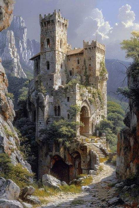 Medieval Fortress Concept Art, Medieval Fantasy Architecture, Worst Day Of My Life, Caring Person, Castle Painting, Small Castles, Castle Pictures, Castle Art, Medieval World