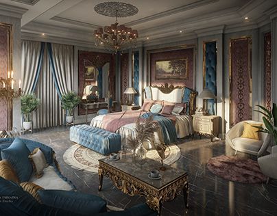 Royal Rooms Bedrooms, Big Bedroom Aesthetic, Royal Bedroom Aesthetic, بيوت ملكية, Royal Room, Royal Bedroom, Big Bedrooms, Bg Design, Jeezy