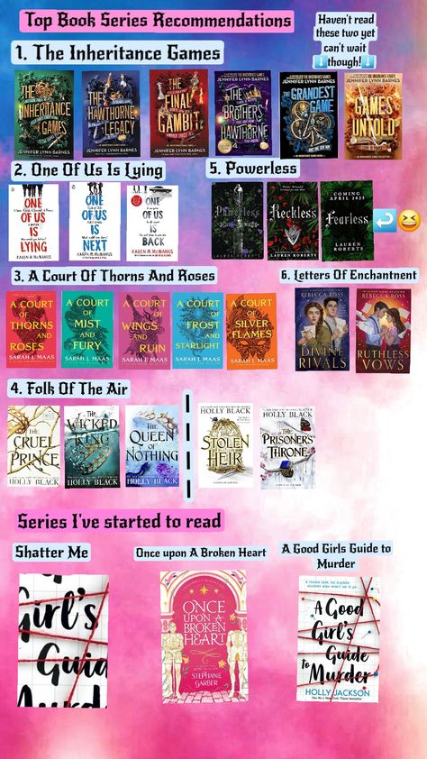 My book series recommendations📚❤️ Book Series Recommendations, Best Book Series, Reading List Challenge, Fiction Books Worth Reading, List Challenges, Top Books, Famous Books, Fiction Books, Reading Lists