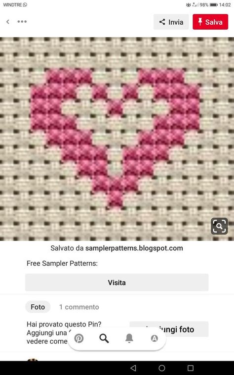 Crochet Quilt Pattern, Cross Stitch Necklace, Penanda Buku, Embroidery Stitches Beginner, Tiny Cross Stitch, Easy Cross Stitch Patterns, Diy Embroidery Patterns, Cross Stitch Love, Cross Stitch Heart