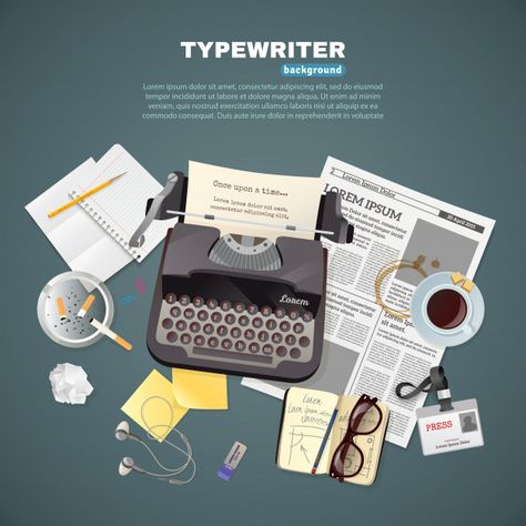 Typewriter Background, Different Tools, Flat Background, Design Grafico, Vector Illustration Design, Digital Artists, Flat Illustration, Backgrounds Free, Business Card Logo