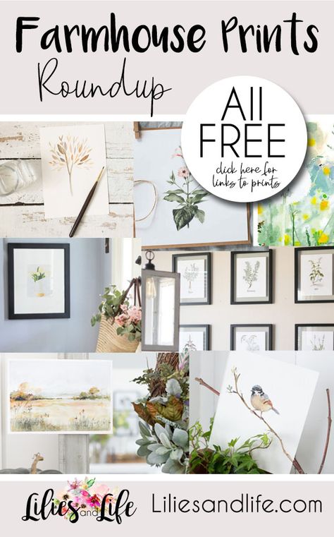 Farmhouse FREE printables roundup! The post includes floral, fern, watercolor and landscape printables. Pictures To Frame Prints Free Printables, Free Prints For Walls Printables, Free Printable Winter Wall Art, Farmhouse Free Printables, Farmhouse Printables Free, Free Farmhouse Printables, Printer Crafts, Farmhouse Diys, Fern Watercolor