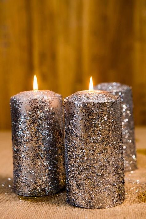 Easiest Glitter Candles Ever Diy Glitter Candles, Glitter Candle, Dollar Store Candles, Cardboard Christmas Tree, Candle Tutorial, Katie Brown, Healing Candles, Gel Candles, Luxury Perfumes