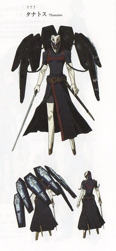 Concept artwork of Thanatos in Persona 3 The Movie Persona 3 Thanatos, Persona 5 Art Book, Persona Characters, Persona Oc, Velvet Room, Persona 5 Joker, Shin Megami Tensei Persona, Persona 3, Megami Tensei