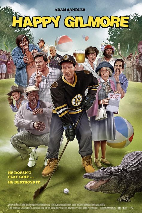 Adam Sandler Movies, Happy Gilmore, Adam Sandler, Movie Poster Art, Horror Music, Movie Genres, Comedy Movies, Western Movies, Classic Movies