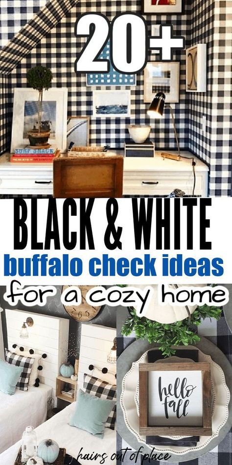 Create the perfect farmhouse look with these 20+ black and white decor ideas for your kitchen and living room, blending coastal charm and country warmth. Curtains, bedrooms, kitchens, furniture, dining room tables, and more! Black And White Buffalo Plaid Living Room, Black And White Farmhouse Kitchen Decor Ideas, Farmhouse Decor Black And White, Black And White Farmhouse Table, Buffalo Plaid Kitchen Ideas, Buffalo Check Living Room Farmhouse, Black And White Farmhouse Living Room, Buffalo Plaid Living Room, Black And White Decor Ideas