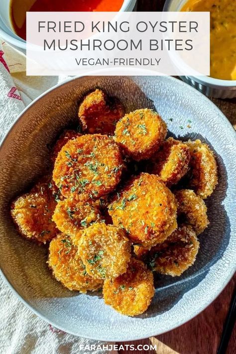 King Oyster Mushroom Air Fryer, Fried Trumpet Mushrooms, Air Fryer King Oyster Mushrooms, King Oyster Mushrooms Recipes, King Oyster Mushroom Recipe Air Fryer, Fried King Oyster Mushroom Recipe, King Trumpet Mushroom, King Oyster Mushrooms, King Trumpet Mushroom Recipe