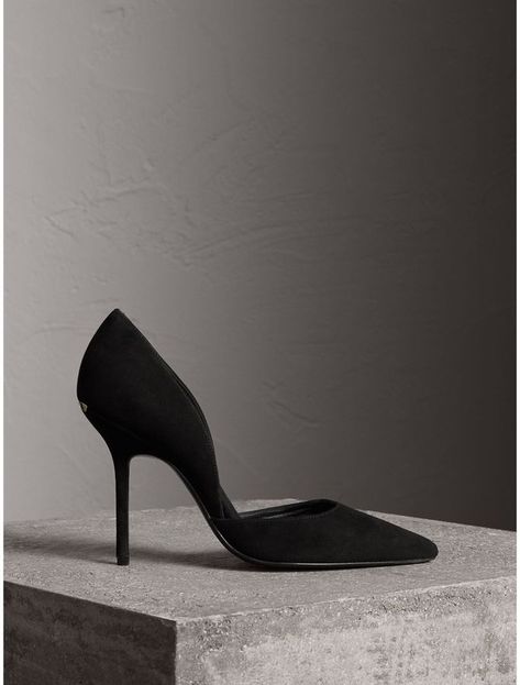 Burberry Point-toe Suede D'Orsay Pumps , Size: 36.5, Black British Outfits, Stiletto Heel, Pump Shoes, Stiletto Heels, Kitten Heels, Burberry, Black Women, Casual Outfits, Pumps