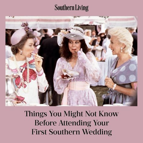 If you’re not from the South but you’ve seen Steel Magnolias, you might have a sense of what our matrimonial merriment looks like: flowers are plentiful, the number of family members in attendance is greater still, and the bride’s hair is teased up into a ‘do so high it scrapes the floor of heaven. But “blush and bashful” color schemes and armadillo cakes aside, there are also some key elements of Southern weddings that you likely wouldn’t expect. Southern Belle Wedding, Southern Wedding Traditions, Blush And Bashful, Louisiana Wedding, Southern Culture, Steel Magnolias, Southern Bride, Styling A Buffet, Brass Band