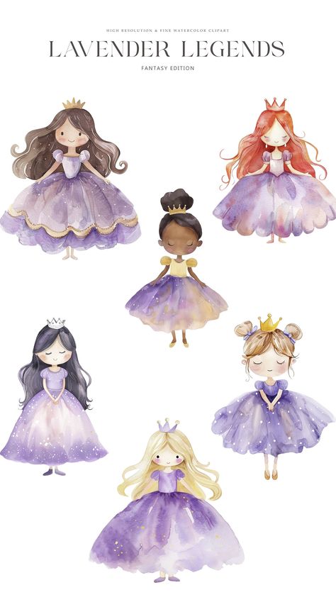 Prince Illustration, Princess Watercolor, Princess And Prince, Princess Clipart, Wall Painting Living Room, Baby Birthday Decorations, Princess Sticker, Floral Wallpaper Iphone, Disney Collage