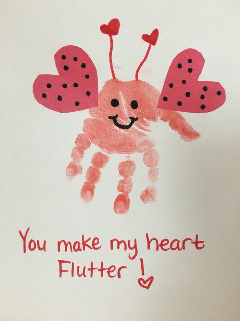 Valentines Bug Craft, Valentines Diy Toddler, Valentine's Handprint Crafts For Kids, Valentines Crafts For Kids Preschool Diy, Toddler Craft Ideas Valentines, Baby Art Valentines Day, Kids Valentines Canvas Ideas, Valentines Hand Prints For Kids, Homemade Baby Valentines Cards