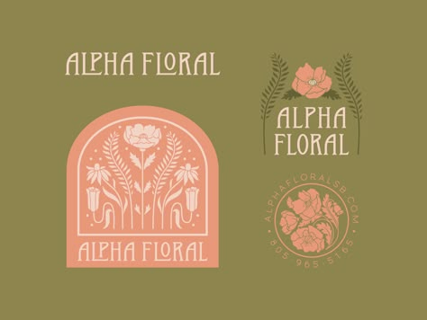 Alpha Floral Rebrand by Chelsea Bunn Design Alphabet, Logo Branding Design, Boutique Logo Design, Floral Logo Design, Flower Logo Design, Logo Floral, Floral Logo, Boutique Logo, Flower Logo