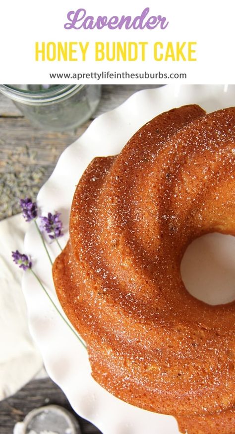 This Lavender Honey Cake is a perfect summer dessert.  The vanilla cake base is tender, with the subtle and delicious flavours of lavender and honey. Lavender Honey Cake, Vanilla Bundt Cake Recipes, Lavender Dessert, Honey Cake Recipe, Lavender Cake, Lavender Recipes, Rich Cake, Cake Base, Pretty Life