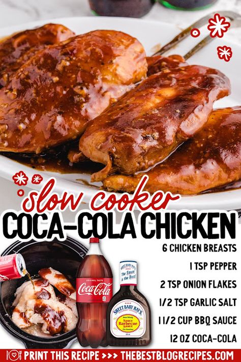 Slow Cooker Coca-Cola Chicken | Tha Munchies Slow Cooker Chicken Recipe, Coke Chicken, Coca Cola Chicken, Cola Chicken, Chicken Crockpot Recipes Easy, Easy Slow Cooker Chicken, Crockpot Dishes, Chicken Slow Cooker Recipes, Crockpot Meals