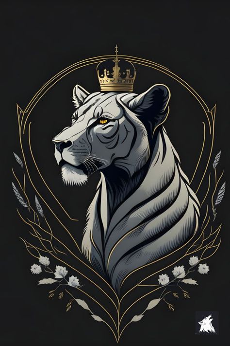 Lioness Queen, Lion And Lioness, Shirt Logo Design, Kings And Queens, Lion Logo, Wild Wolf, Queen Art, Lion Art, Gift For A Friend