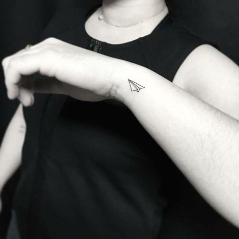 Paper Airplane Tattoo, Paper Airplane Tattoos, Tattoo On The Wrist, Paper Plane Tattoo, Tattoo On Finger, Airplane Tattoo, Plane Tattoo, Airplane Tattoos, Bestie Tattoo