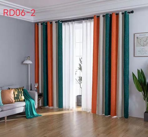 QYFLRDB On Sales Petrel Orange Blue Stripe Chenille Custom Made Curtains. The fabric feels soft with good permeability. Orange and Blue stripes can add an autumn harvest scene to your room and make you feel more cheerful. Orange Curtains Living Room, Curtains Orange, Ombre Curtains, Curtains White, Orange Curtains, Curtains Home, Plain Curtains, Orange Home Decor, Custom Made Curtains