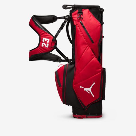 A reflection of Jordan's passion for golf, this bag combines innovation and minute details for the player who wants to take their game to the next level. Golf's well-loved traditions meet a bold, fresh design in the Jordan Golf Bag. A complete bag from top to bottom, it includes a 6-way, full-length divider system and detachable, ergonomic carrying straps. Jordan Fadeaway, Jordan Golf, Golf Stand Bags, Black Cement, Golf Gloves, Towel Ring, Golf Bag, Golf Fashion, Fresh Design