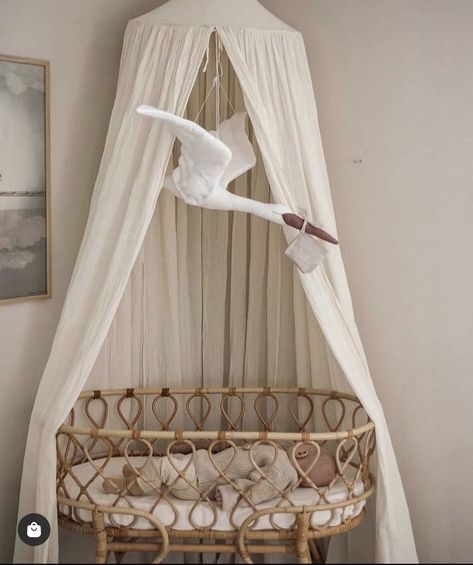 Hanging Bassinet, Bed Drapes, Baby Birthday Ideas, Hung Over, Small Nursery, Small Nurseries, White Canopy, Boy Rooms, Lil Boy