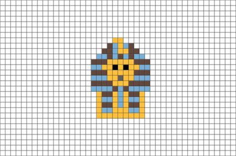 Egyptian Pharaoh Pixel Art Arabic Pixel Art, Egyptian Pixel Art, Egypt Pixel Art, Mini Pixel Art, Harry Potter Perler Beads, Egypt Crafts, Egyptian Pattern, Easy Perler Bead Patterns, 8 Bit Art