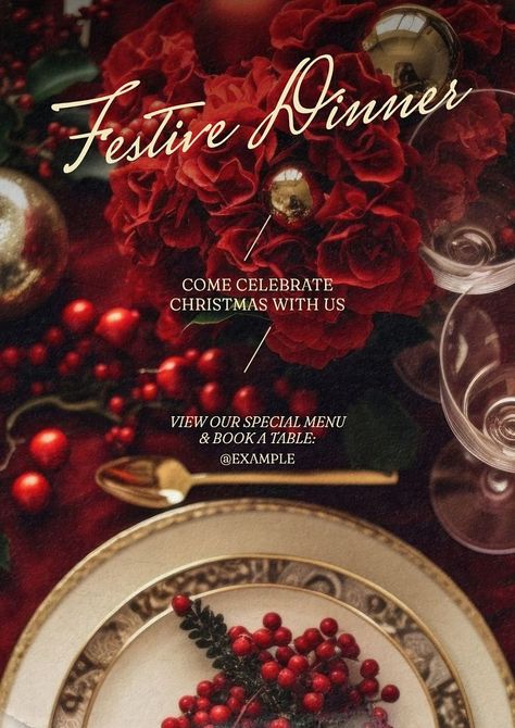 Christmas dinner poster template | premium image by rawpixel.com / saturday Christmas Restaurant Poster, Christmas Ads Design, Christmas Event Poster, Christmas Menu Design, Christmas Social Media, Wine Restaurant, Christmas Ads, Holiday Shoot, Menu Poster